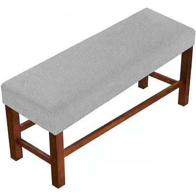 1 Stuk Stretch Eetbankhoes Effen Kleur Elastische Pianostoelhoes Stofdicht Afneembare Slipcover voor Woonkamer S white