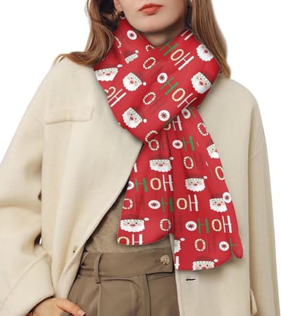 Dames Sjaal - Winter Sjaal - Warmte en Stijl - Zacht Polyester - 193x35cm - Kerstprint