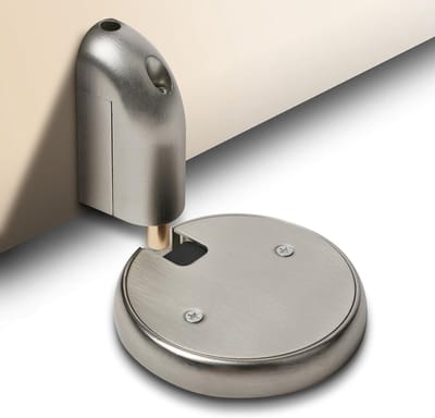 OUTARO-2 stuks Verstelbare Deurstopper Geborsteld Nikkel – Zonder Boren/Ponsen – Met Lijm – Stil Mechanisch – Voor Plinten & Patio's