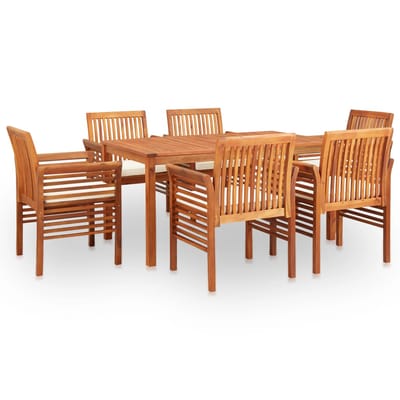 vidaXL - 7-delige - Tuinset - met - kussens - massief - acaciahout