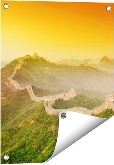 Gards Tuinposter Chinese Muur bij Zonsopgang - 40x50 cm - Tuindoek - Tuindecoratie - Wanddecoratie buiten - Tuinschilderij
