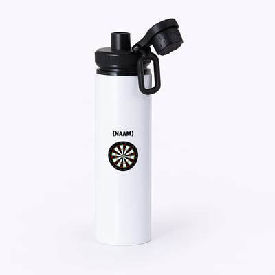 Hacebo® - Darten met eigen naam waterfles met draaidop zwart - Dartbord - Darter - Sport - water fles - 850ML