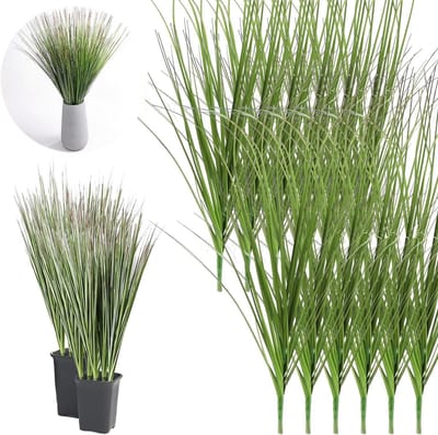 Set van 12 Kunstgras Bundels van 53 cm - Weerbestendige Decoratieve Planten voor Vaasdecoratie, Tuin, Balkon en Buitengebruik