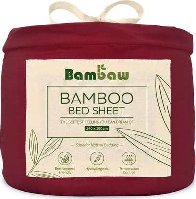 Bambaw Luxe Bamboe 1-Persoons Hoeslaken 140x200cm – Ultra ademende stof – Hypoallergeen – Beddengoed - Bourgondy