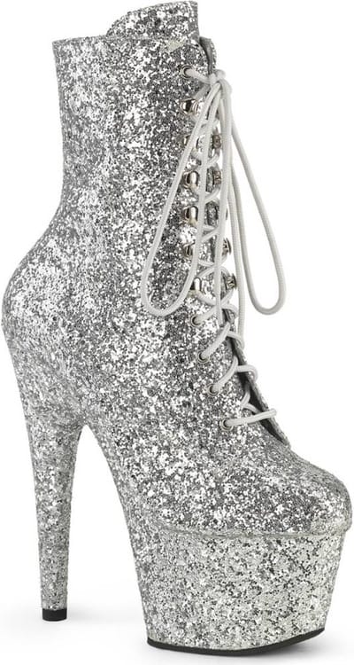 Pleaser - ADORE-1020GWR Plateau Laarzen, Paaldans schoenen - US 5 - 35 Shoes - Zilverkleurig