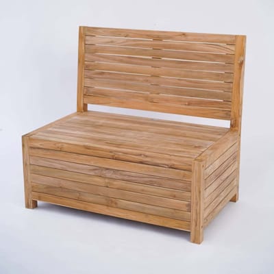 Kleine tuinbank met opbergruimte - 80 x 60 x 90 cm - Duurzaam Teakhout - Blijft strak en mooi - Sterke constructie om lang mee te gaan