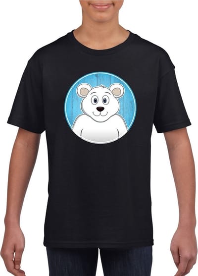 Kinder t-shirt zwart met vrolijke ijsbeer print - ijsberen shirt - kinderkleding / kleding 110/116