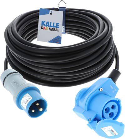 KALLE DAS KABEL CEE verlengkabel 230V kampeerkabel - Hoogwaardige kampeerkabel voor caravans en campers - Outdoor caravan-stroomkabel met beschermingsklasse IP44 - H07RN-F 3G – 2.5 mm² 1.5 Meter