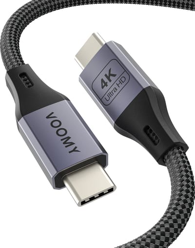 Voomy 100W USB C Kabel - USB C naar USB C - 2 Meter - USB 3.2 - 20Gbps - 4K Ultra HD - Oplaadkabel, Snellader & Datakabel - Geschikt voor Smartphone, Laptop & Tablet - Gevlochten kabel