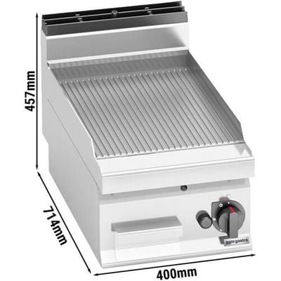 GGM Gastro Gas Bratplatte - 6,9 kW - Gerillt Zilver
