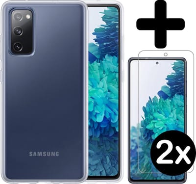 Hoesje - Met 2x Screenprotector - Geschikt voor Samsung Galaxy S20 FE - Sterk & Shockproof - Telefoon Hoes - Back Cover - Siliconen Case - Telefoonhoes - Transparant
