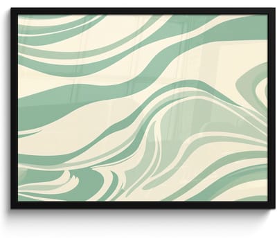 Poster in lijst - Fotolijst 70x50 cm - Posters - Organische lijnen - Mintgroen - Marmer - Posterlijst zwart - Decoratie - Wanddecoratie woonkamer - Muurdecoratie slaapkamer