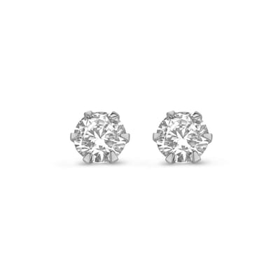 New Bling 9NBG-0626 Witgouden Oorknopjes met Zirkonia - 6mm - 6 Pootjes Chatonzetting - 14 Karaat - Witgoud