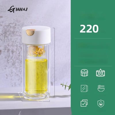 320ML Magneet Glazen Dubbelwandige Hoge Borosilicaat Glas Kop Met Deksel Transparante Thee Water Scheidingsbekers Drinkware 220-320ML white