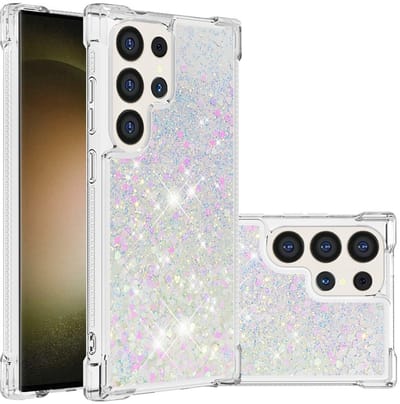 Coverup Hoesje - Geschikt voor Samsung Galaxy S25 Ultra Hoesje - Coverup Liquid Glitter Back Cover - Wit