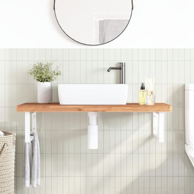 vidaXL - Badkamer - wandschap - staal - en - massief - beukenhout