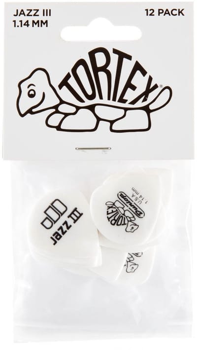 Jim Dunlop Tortex - Plectrums - Pitch Black Jazz III - 1,14 mm - Player's Pack 12 Stuks