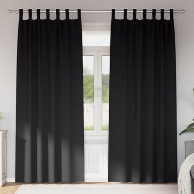 vidaXL Zwart-out Gordijnen met Ringen 2 st Zwart 225 x 140 cm