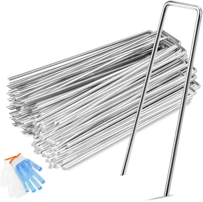 Allecto - U-Vormige Tuinbevestigingspinnen - 100 Stuks - Galvanized Steel - 150 mm - Grip en Stabiliteit - Voor Weefsel en Tuinaccessoires