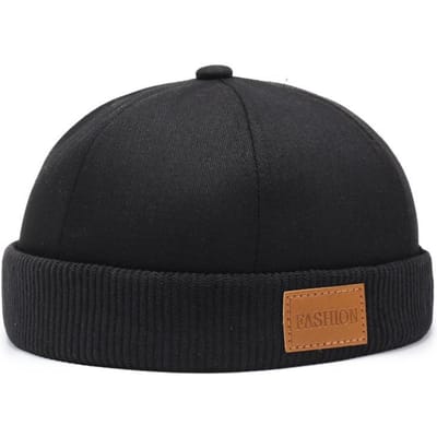 Docker Hoed Hoed zonder Klep Pet Beanie Hoed Pet Voor Mannen Vrouwen Corduroy Retro Stijl Omgeslagen Boord Haven Hoed Adjustable black