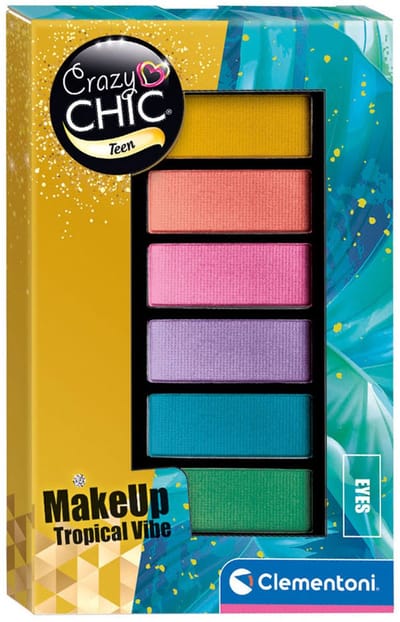 Clementoni - Crazy Chic - Oogschaduwpalet - Tropical Style - 6 Glanzende Kleuren - Make-up voor kinderen - Vanaf 8 jaar
