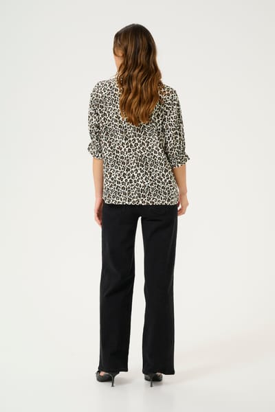 Blouse met korte mouwen Regular fit Multi Color Leo Print leopard