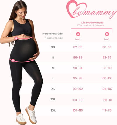 Be Mammy BE-BE20-230-LE Dames Zwangerschapsleggings - Lang - Katoen - Elasthan - Yogabroek - Zwart - 3XL