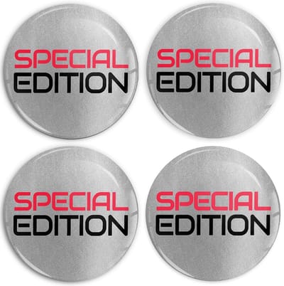 Stickers voor wieldoppen 50 mm - zilver zwart rood - speciale editie - duurzame kwaliteit - ShopVlot