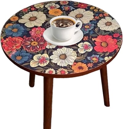 Ronde bijzettafel - Terrastafel theetafel - Buiten en binnen - Weerbestendig hout - 40 x 40 x 47 cm - Meerkleurig