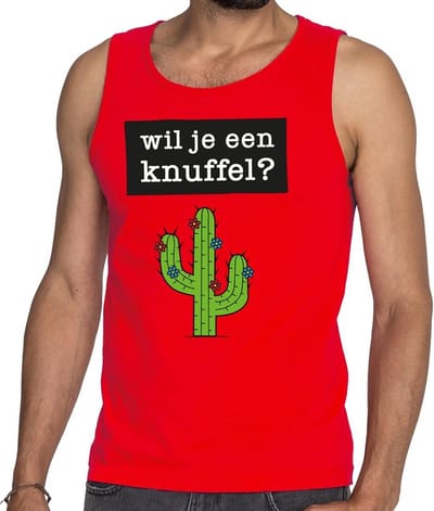 Wil je een Knuffel tekst tanktop / mouwloos shirt rood heren - heren singlet Wil je een Knuffel? S