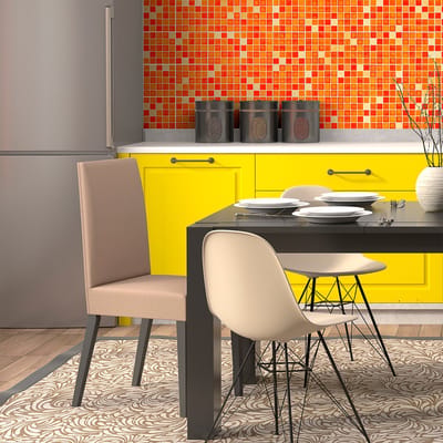 Zelfklevende tegelmuurstickers voor keuken en badkamer - 9 oranje mozaïek cementtegelstickers - 9 stickers 10x10cm