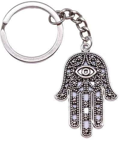 Hamsa hand sleutelhanger - Hamsa - Keychain - Zilverkleurig - Hand van Fatima - Bescherming en geluk - 1 stuk - CHPN