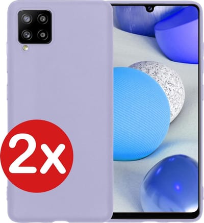 Hoesje - 2 Stuks - Geschikt voor Samsung Galaxy A42 - Sterk & Shockproof - Telefoonhoes - Back Cover - Case Siliconen - Telefoon Hoes - Lila