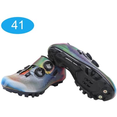 BOODUN 1 Paire Chaussures de Vélo Cyclisme Microfibre Surface Respirante Chaussures à Serrage pour Vélo de Montagne Route Colorées 41 black