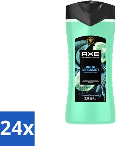 AXE - Douchegel - Aqua Bergamot - Verfrissend - Citrus & Waternoten - 300 ml - Voordeelverpakking - 24 stuks