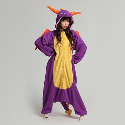 KIMU® Onesie Paarse Draak Spyro Pakje - Maat 98-104 - Drakenpakje Dino Kostuum Paars Pak - Kinderen Zacht Jumpsuit Pyjama Huispak Jongen Meisje Festival