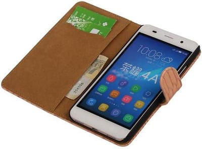 Snake Bookstyle Wallet Case Hoesje - Geschikt voor Huawei Honor 4 A / Y6 Licht Roze