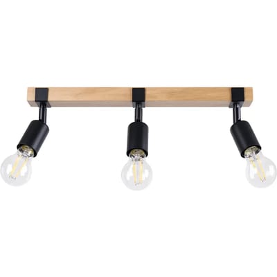 Sollux Lighting Plafondlamp Zuca - E27 - zwart hout - staal/hout - 14x53x15cm
