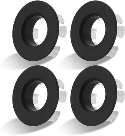 Cosensi- Overloopring Set van 4 - Matzwarte Overloopringen - Ø 30 mm - Voor Overloopopeningen 22-24 mm - Robuust Koper - Geschikt voor Wastafels - Overloopafdekking