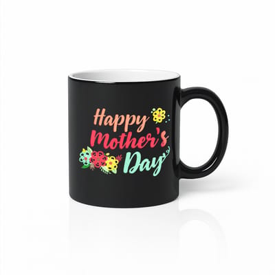 Magische Moederdag Mok - Warmtegevoelig Kleurveranderend - Happy Mother's Day Verrassing - 330ml - Zwart