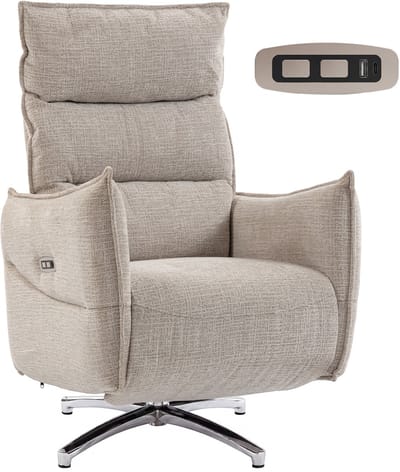 Relaxfauteuil - Relaxzetel - Relaxstoel - Fauteuil - Stoel - Met armleuning - Voor één Persoon - Fluweel - Beige + Zwart