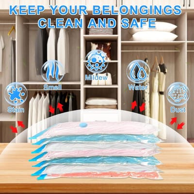 Famanu – Vacuümzakken voor kleding - 10 stuks - vacuümzakken - 2 maten - 5 - middelgroot - 70 x 50 cm - 5 kleine 60 x 40 cm - vacuüm kledingzakken - opbergzakken voor op reis - herbruikbare kledingzakken