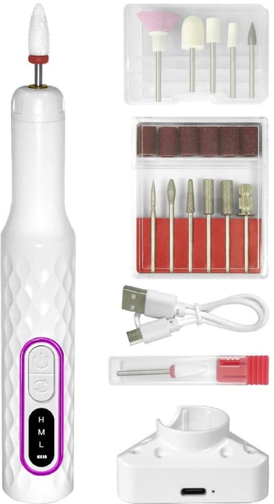 longziming -Elektrische Nagelfrees 13-in-1 – Professionele Oplaadbare Nagelvijl 15.000 RPM – 5 Snelheden – Draagbare Manicure & Pedicure Set voor Acryl, Gelnagels en Eeltverwijdering