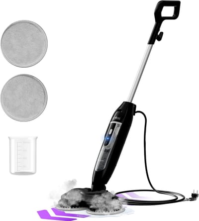 TurboTronic AquaVac AQV700 Stoomreiniger Vloer – Elektrische - Dweil - Stoomdweil met Dubbele Pads – Krachtige 1200W Stoomreiniger voor Alle Harde Vloeren
