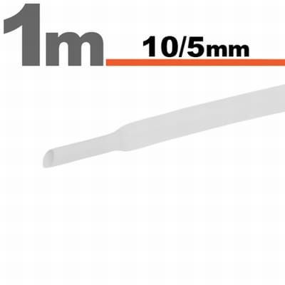 10× 1 Meter Krimpkous Wit 10 / 5 mm – 10 Stukken Van 1 Meter – Warmtekrimpbuis Voor Isolatie En Kabelbescherming – Geschikt Voor Elektrische Installaties En Reparaties [11023W]