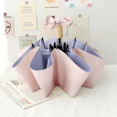 Parapluie Pliant Anti-UV Couleur Pure Noir Caoutchouc Pare-Soleil Parapluie pour Pluie ou Soleil Blanc violet/rose