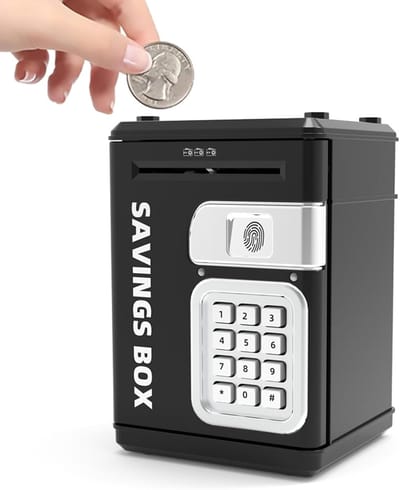 Kinder Geldkluis - Elektronische Spaarpot - Financiële Educatie - Wachtwoord en Vingerafdruk - 20 x 14 x 14 cm