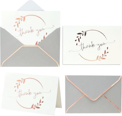 36 bedankkaarten met enveloppen - 10 x 15 cm - goud