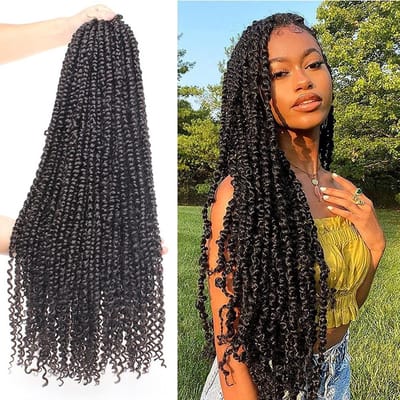 Pre-twisted Passion Twist Haar 22 inch Bohemian Water Wave Haak Krullend Haar 6 Packs met 15 Strengen per Pack voor Mooie Haarstijl en Volumineuze Look
