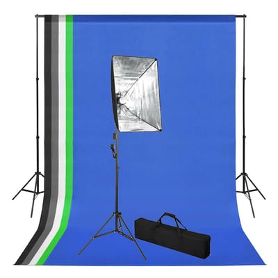 vidaXL - Fotostudioset - met - achtergrond - en - softboxlamp